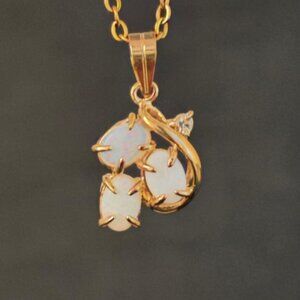 Vintage OPAL Pendant Necklace, Dolphin Ore 18K Gold Electroplate